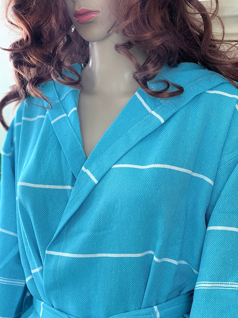 Sultan Hammam Bathrobe Turquoise Fringeless