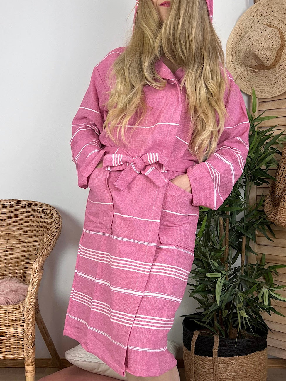 Hamam-kylpytakki Sultan Pastel Pink Hapsuton
