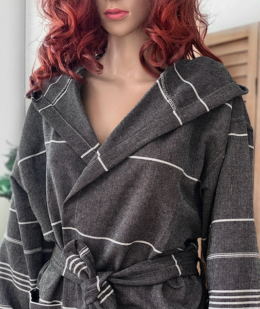 Sultan Hamam Bathrobe Anthracite Fringeless