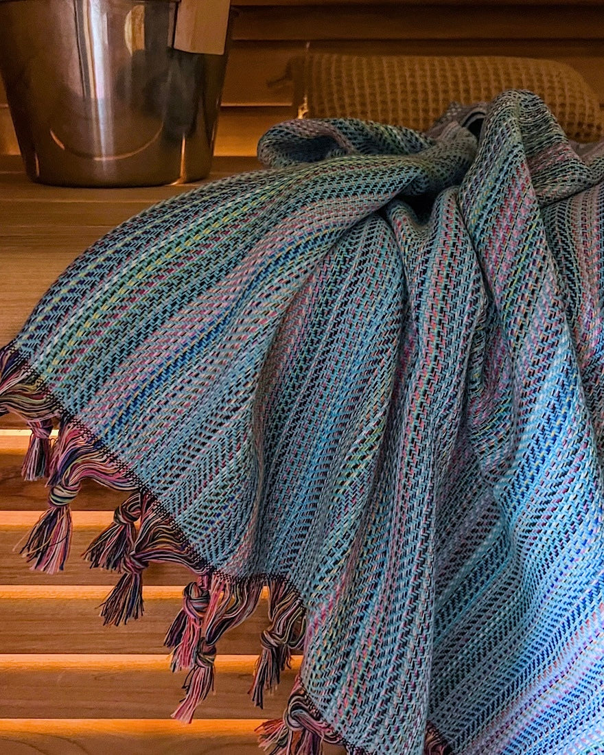 Turkoosi  So Pretty Boho hamam-pyyhe 100% puuvillaa - käytössä - 
