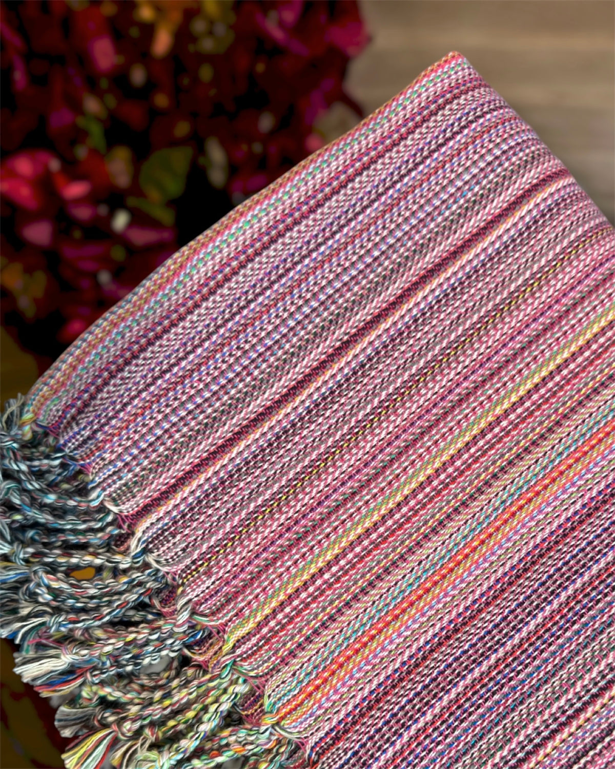 Hamam-pyyhe Boho Fuksia 100% puuvillaa koko 170x100 cm_2