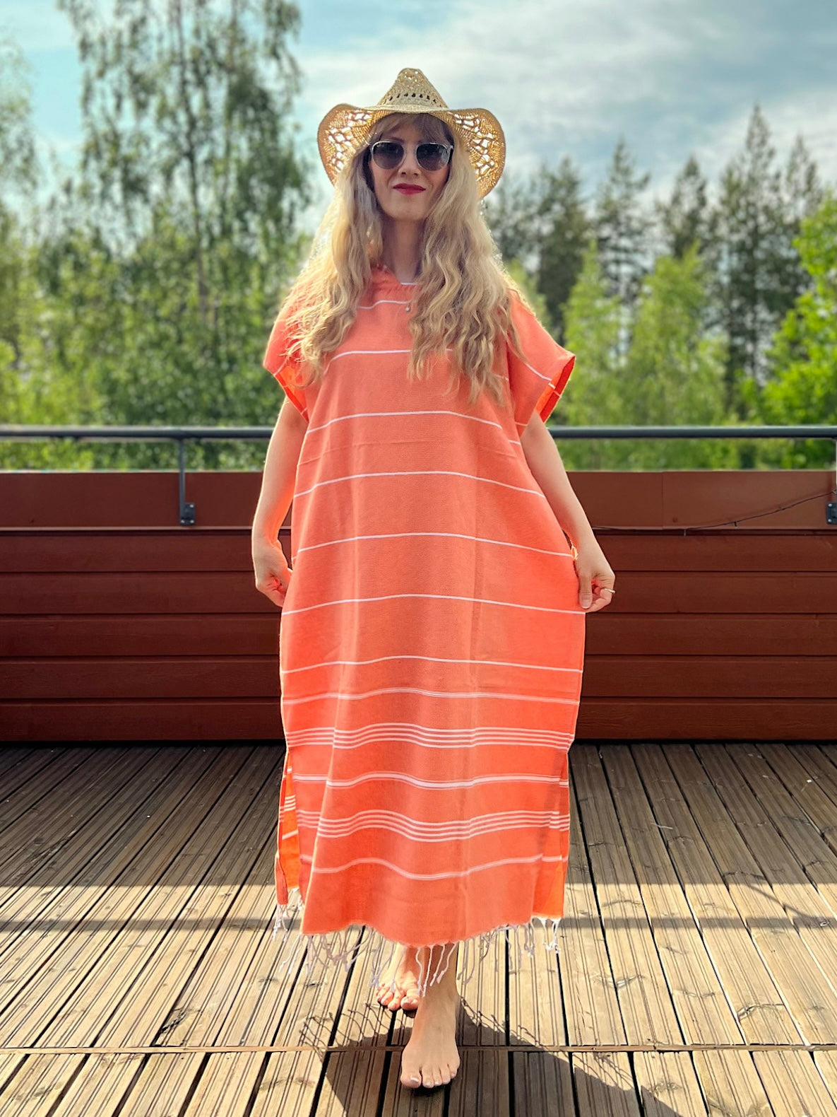 So Pretty Sultan hamam-poncho, persikka