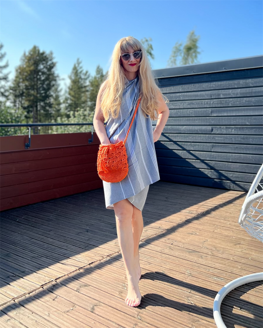 Käsin Virkattu Olkalaukku Oranssi