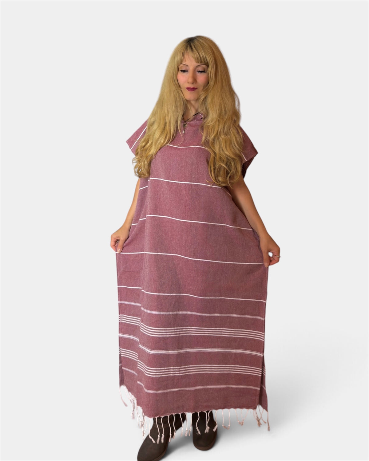 So Pretty Sultan hamam-poncho, burgundy - sovituskuva_4